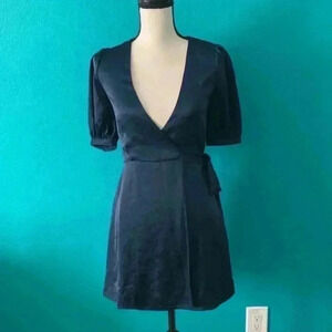 Aritzia Wilfred Navy Blue Lune Wrap Dress Size XS